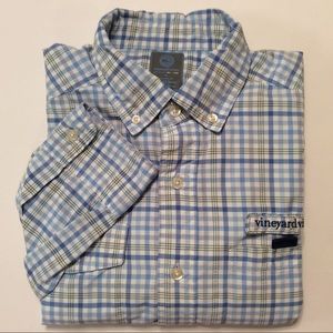 Vineyard Vines blue plaid Harbor shirt